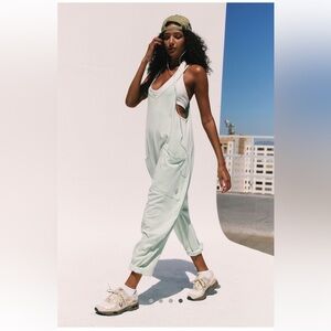 Free People Hot Shot Light Green Jumpsuit